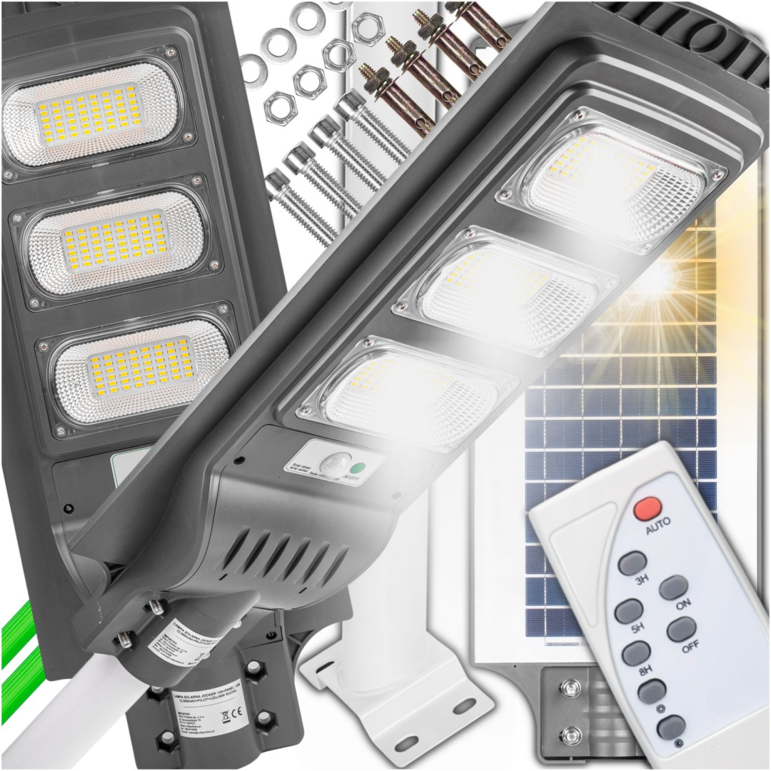 Lampa Uliczna Solarna Led z Uchwytem Czujnikiem Ruchu Zmierzchu Latarnia