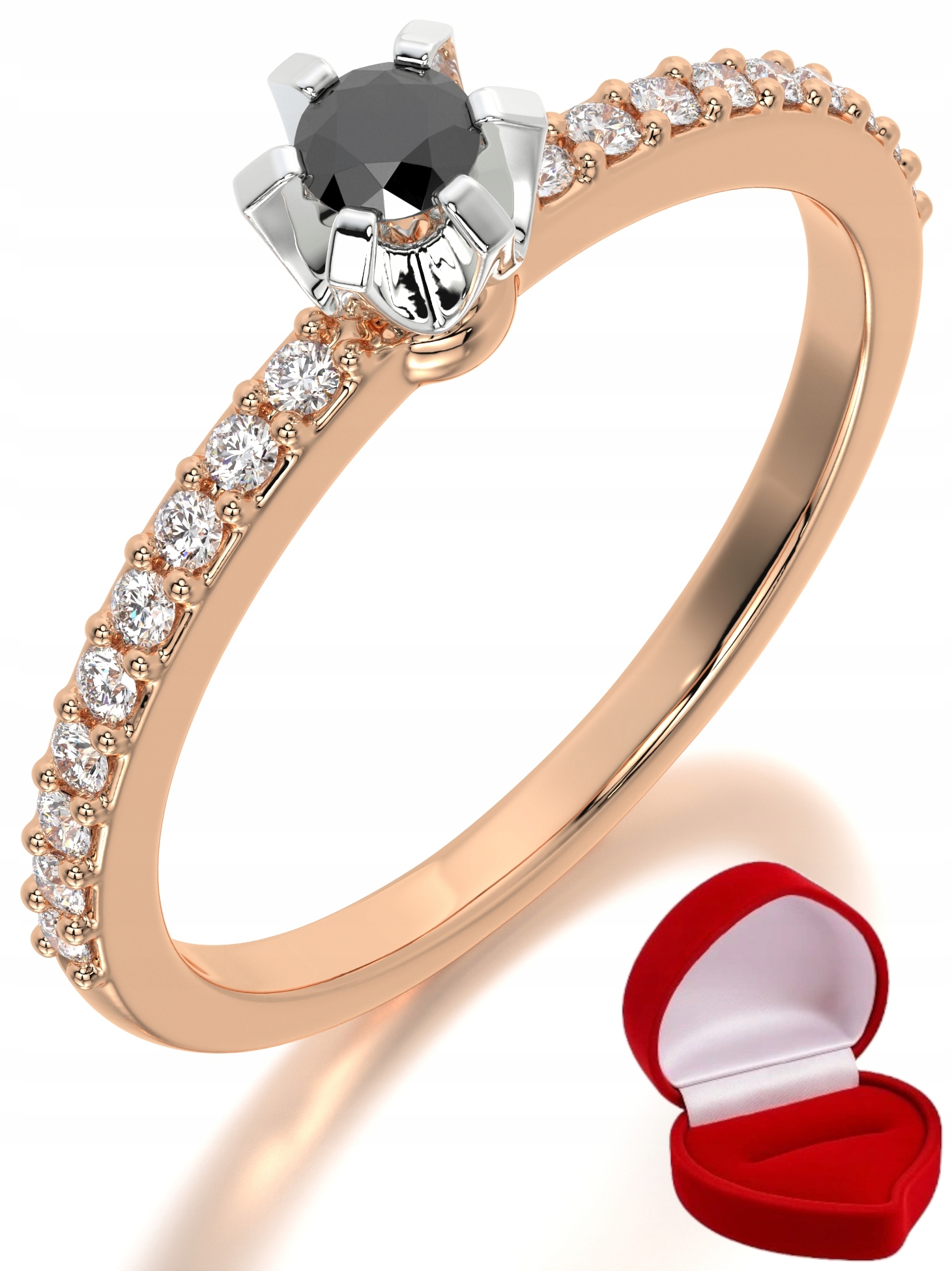 Zlatý Prstýnek 585 14k Brylant Č. 0,09 ct Růžové Zlato R27