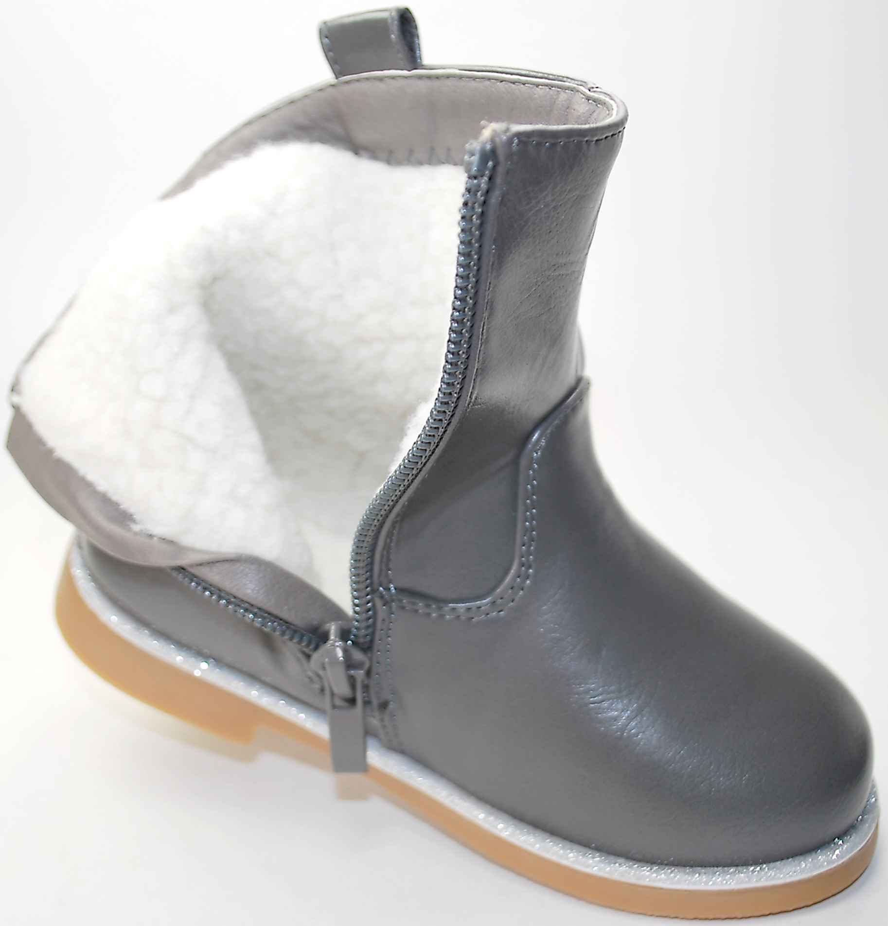 SZARE OCIEPLANE futrem BOTKI KOZAKI na zamek r 25 Płeć dziewczynki