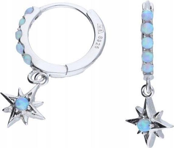 Stříbrné náušnice 925 hvězdička modrý opál 1,80 g módní jako dárek pro ženy