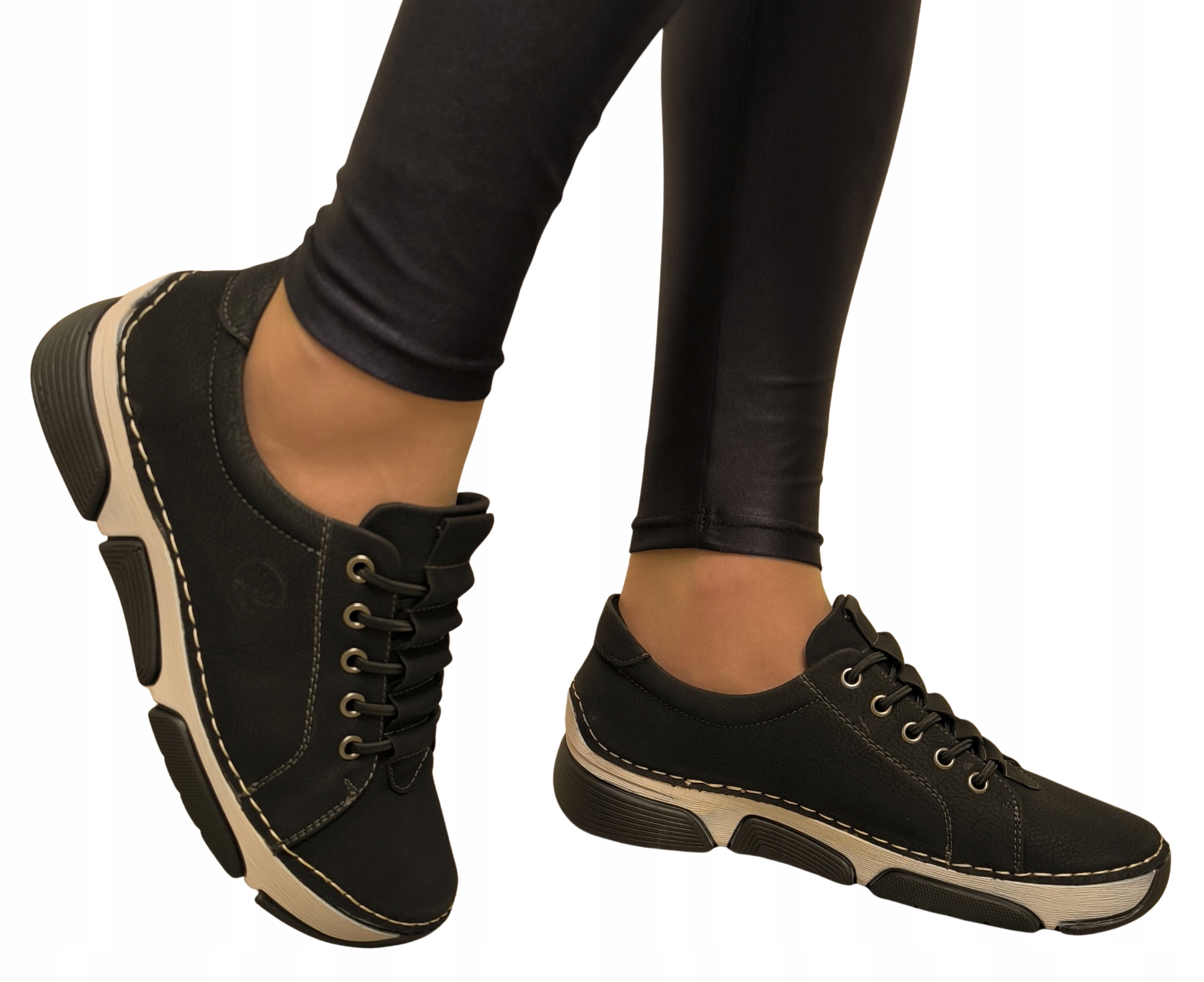 Czarne Półbuty Na Szeroką Stopę Wkładka Skóra Naturalna