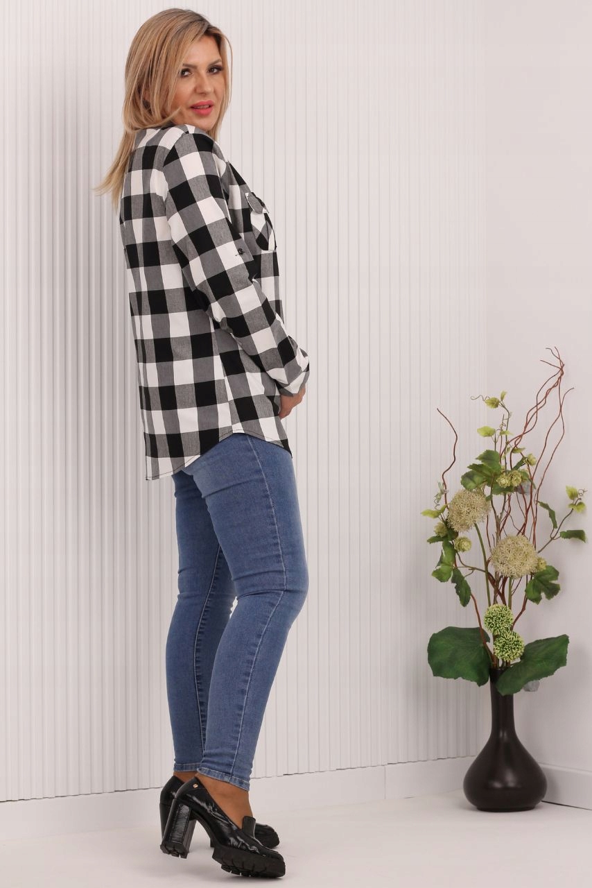 KOSZULA DAMSKA W KRATĘ KLASYCZNA ROZPINANA ROZMIARY Rozmiar 44