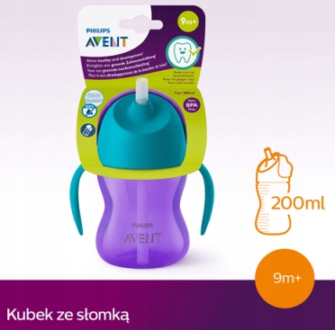 AVENT Kubek Bidon z giętką słomką 9m+ 200ml 796/02 Rodzaj ze słomką