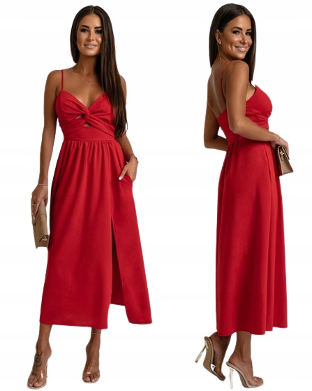 Katia červené prešívané šaty s rázporkom