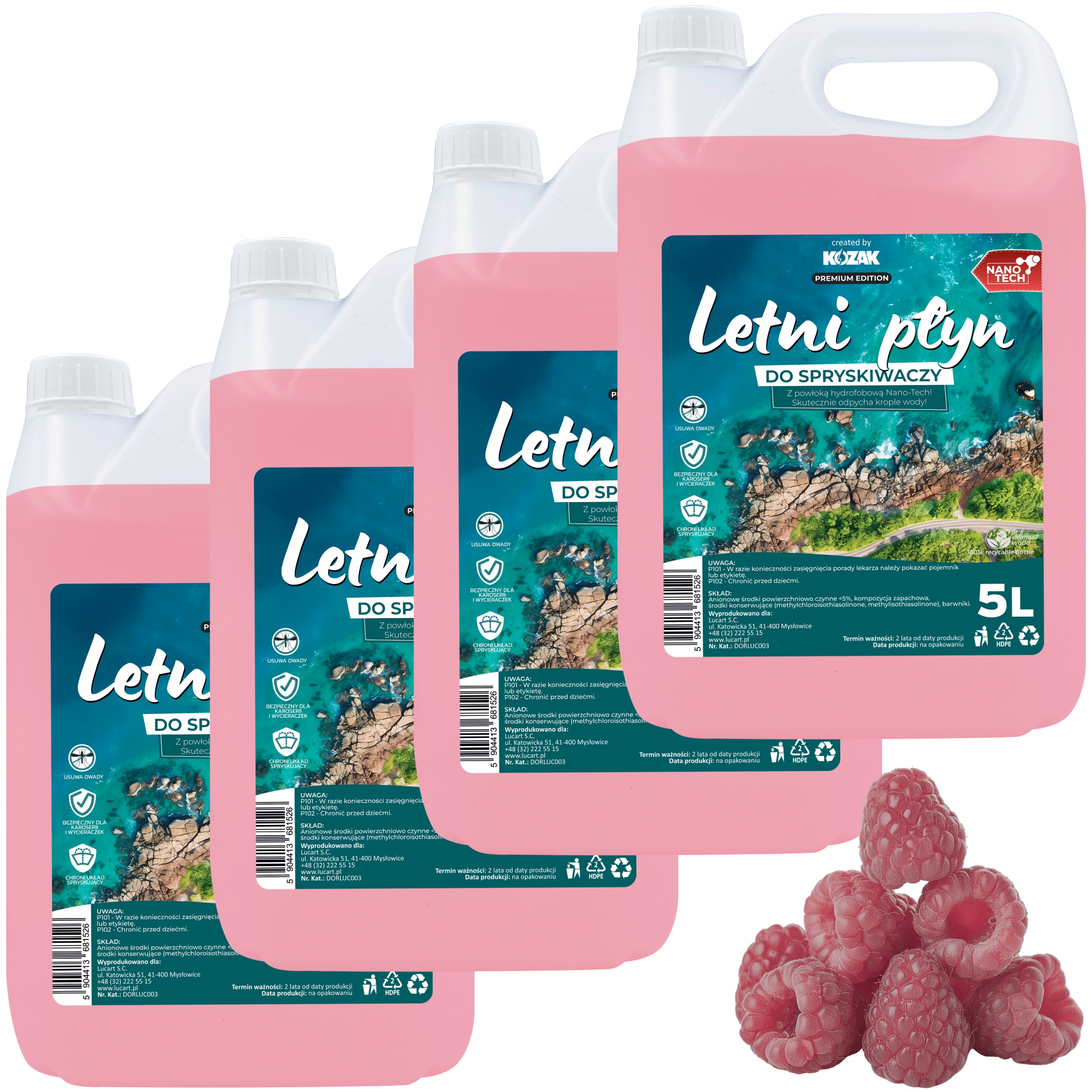 Letni Płyn Do Spryskiwaczy Efekt Niewidzialnej Wycieraczki Wydajny 20L 4x5L