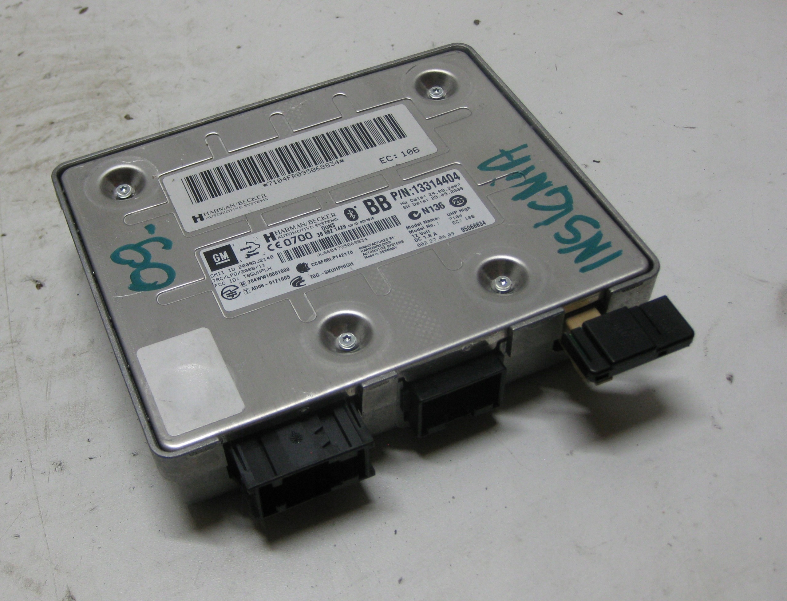OPEL INSIGNIA 09R module control unit BLUETOOTH HARMAN BECKER 13314404