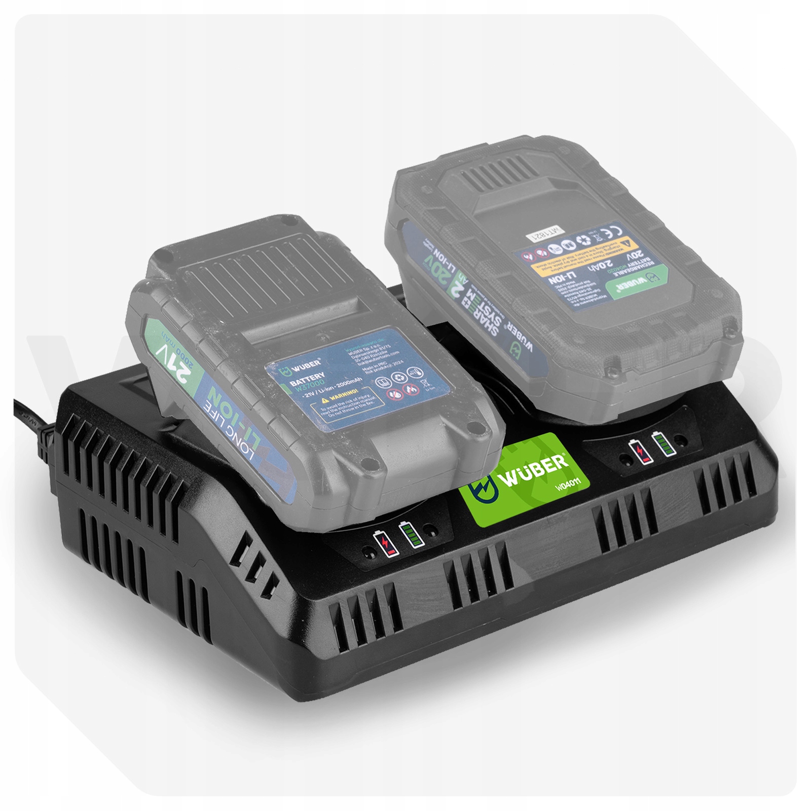 Szybka ładowarka podwójna do akumulatorów baterii 20 V Wuber Share+system