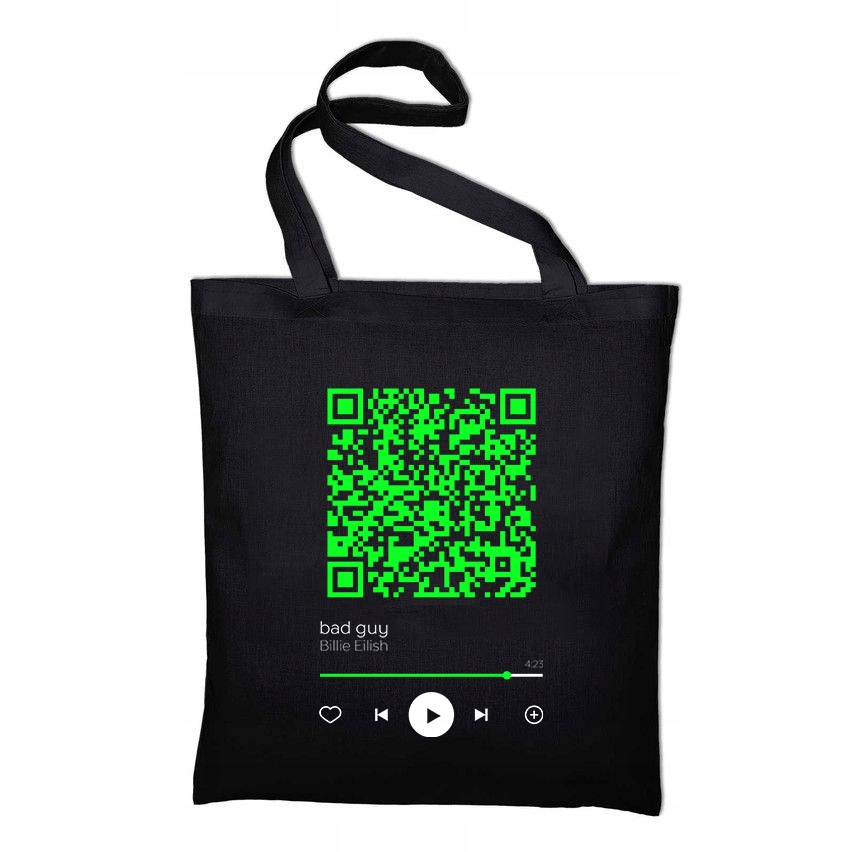 

Torba Ekologiczna Czarna Billie Eilish wzór Qr 05
