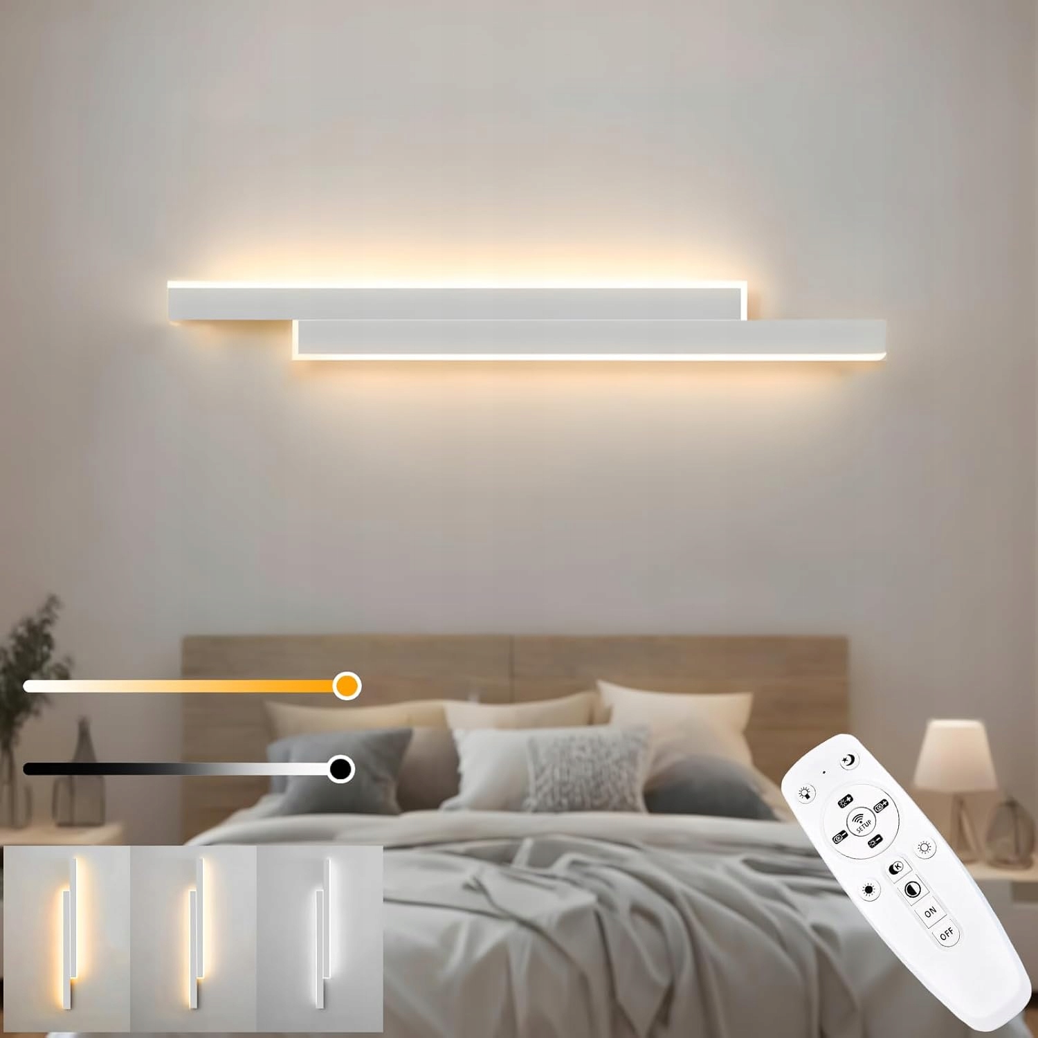 Led nástenné svietidlo 80 cm 20 W stmievateľné diaľkový ovládač 3 farby svetla biela moderná