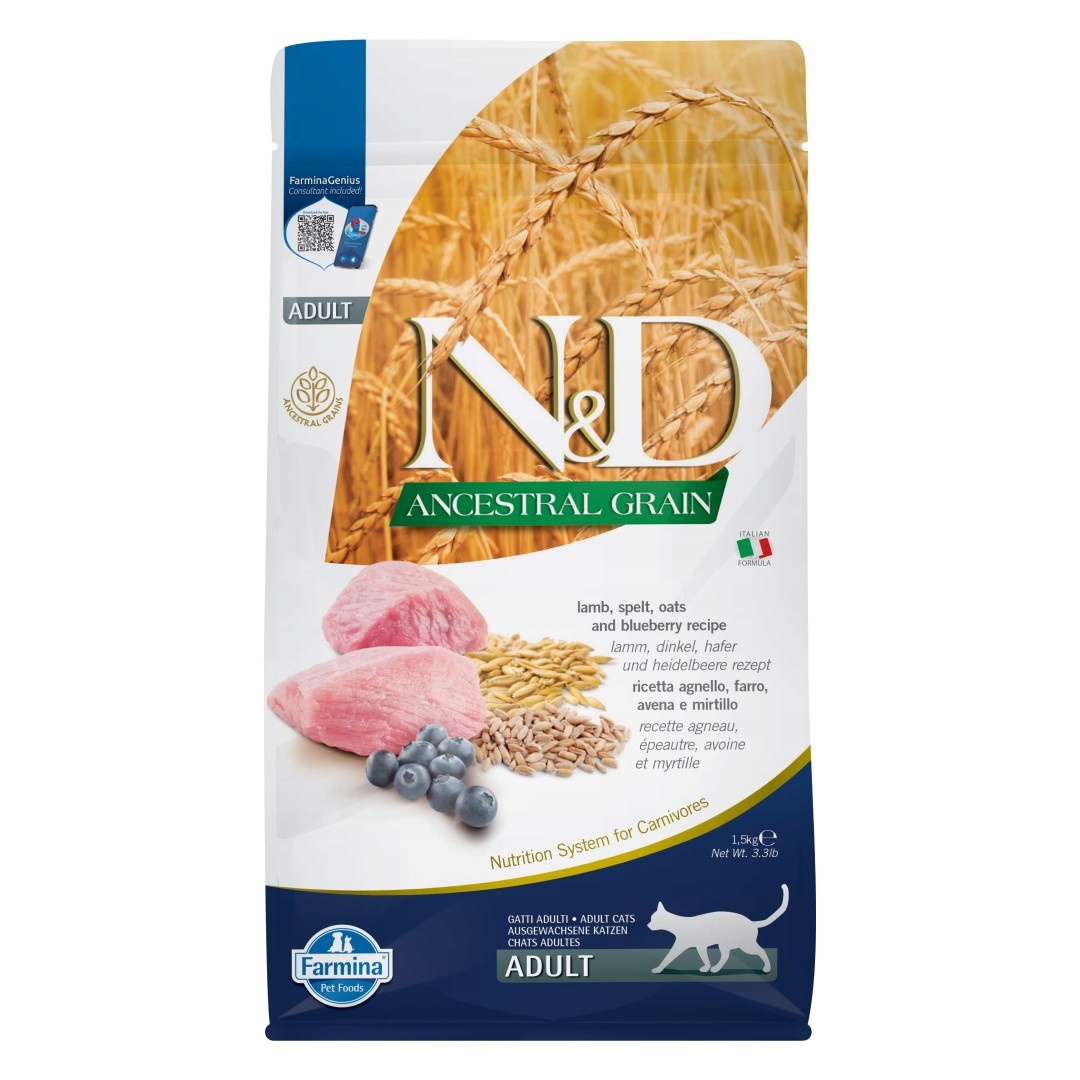 Levně Farmina N&d Ancestral Grain Adult 1,5 kg suché Pro Kočky Krmivo s jehněčím masem