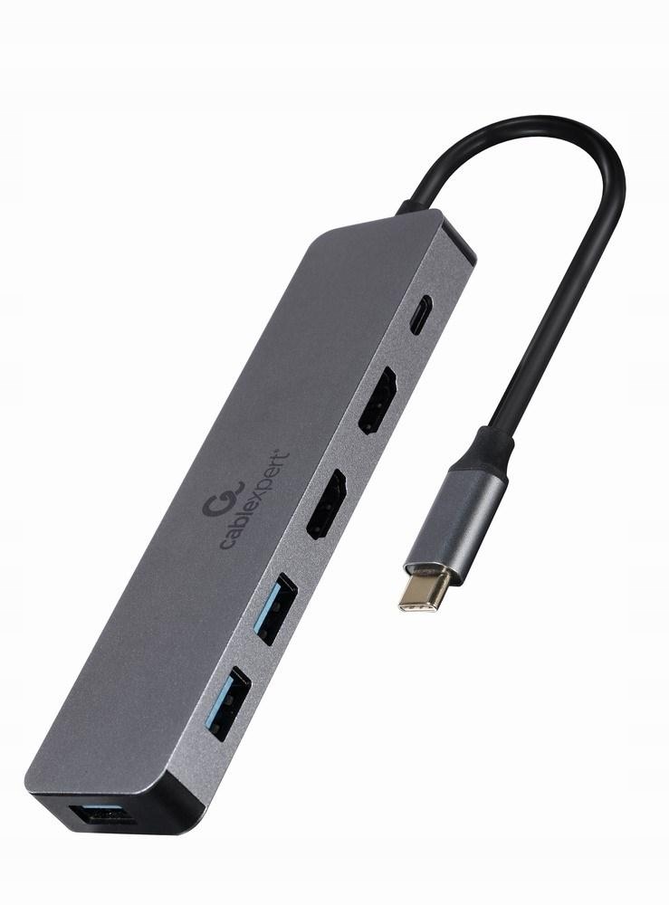 Gembird Multi Adapter Usb Typ-c 3W1 Srebrny Hub Usb, Hdmi, Pd 100W