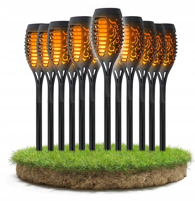 12x Lampa Solarna Led Pochodnia Efekt Ogień Solar Do Ogrodu Zestaw
