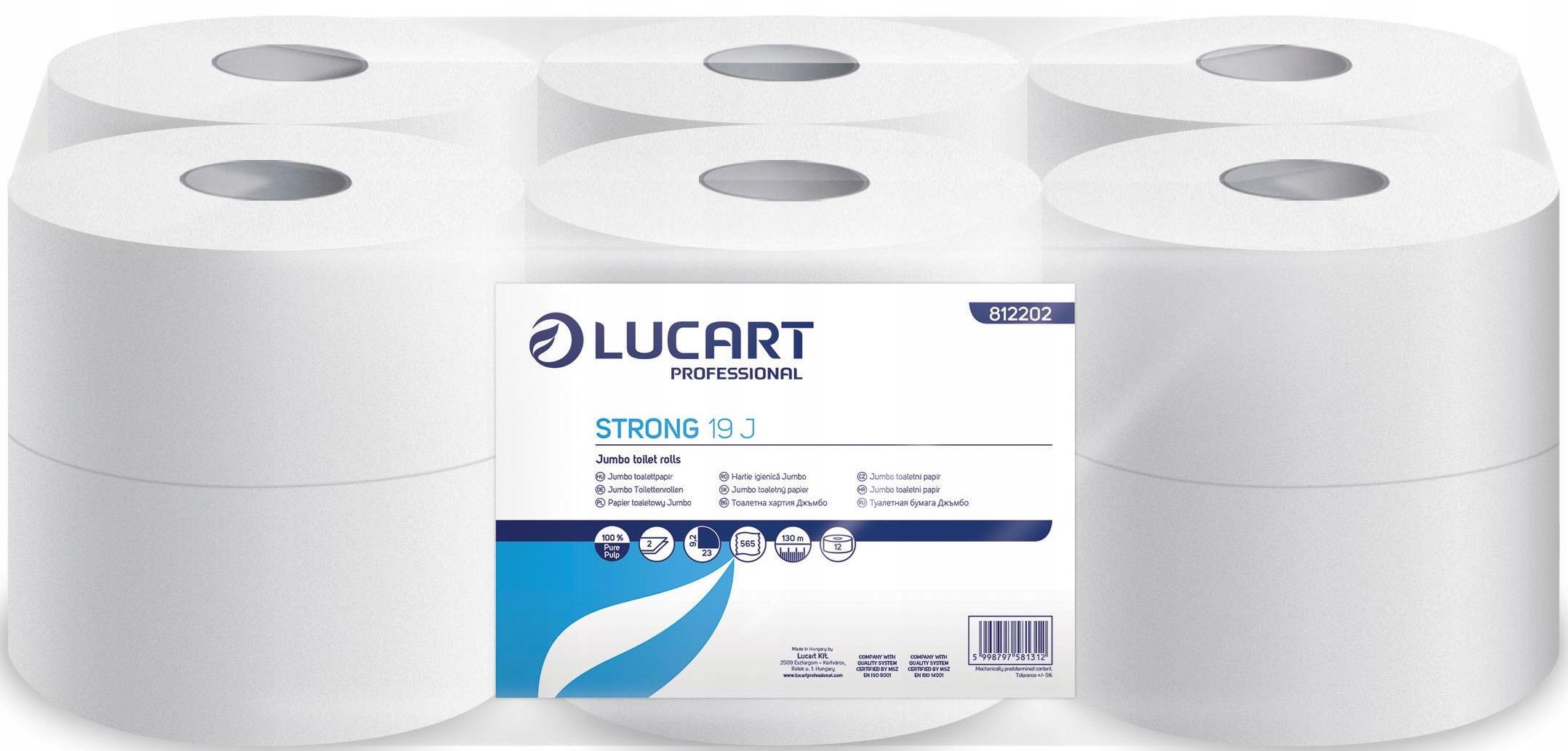 LUC-812202J - Lucart papier toaletowy 2-warstwowy, celulozowy, 130 mb, 12 rolek 812202