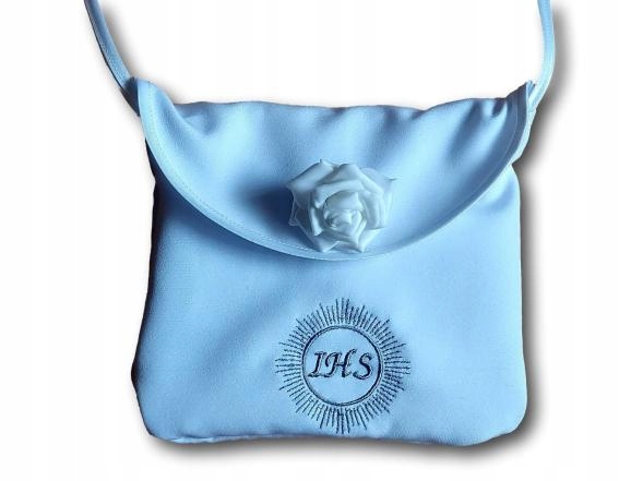 Torebka komunijna sakiewka haft kopertówka róża