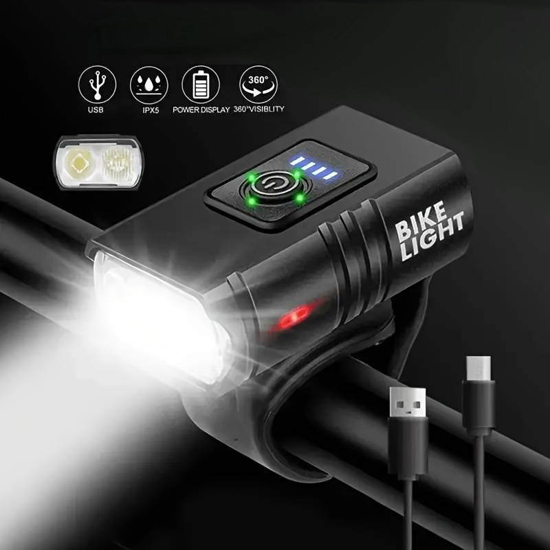 MOCNA Lampka Rowerowa PRZÓD LED na kierownicę 1200lm WODOODPORNA AKUMULATOR Zawartość zestawu akumulator lampka uchwyt na kierownicę