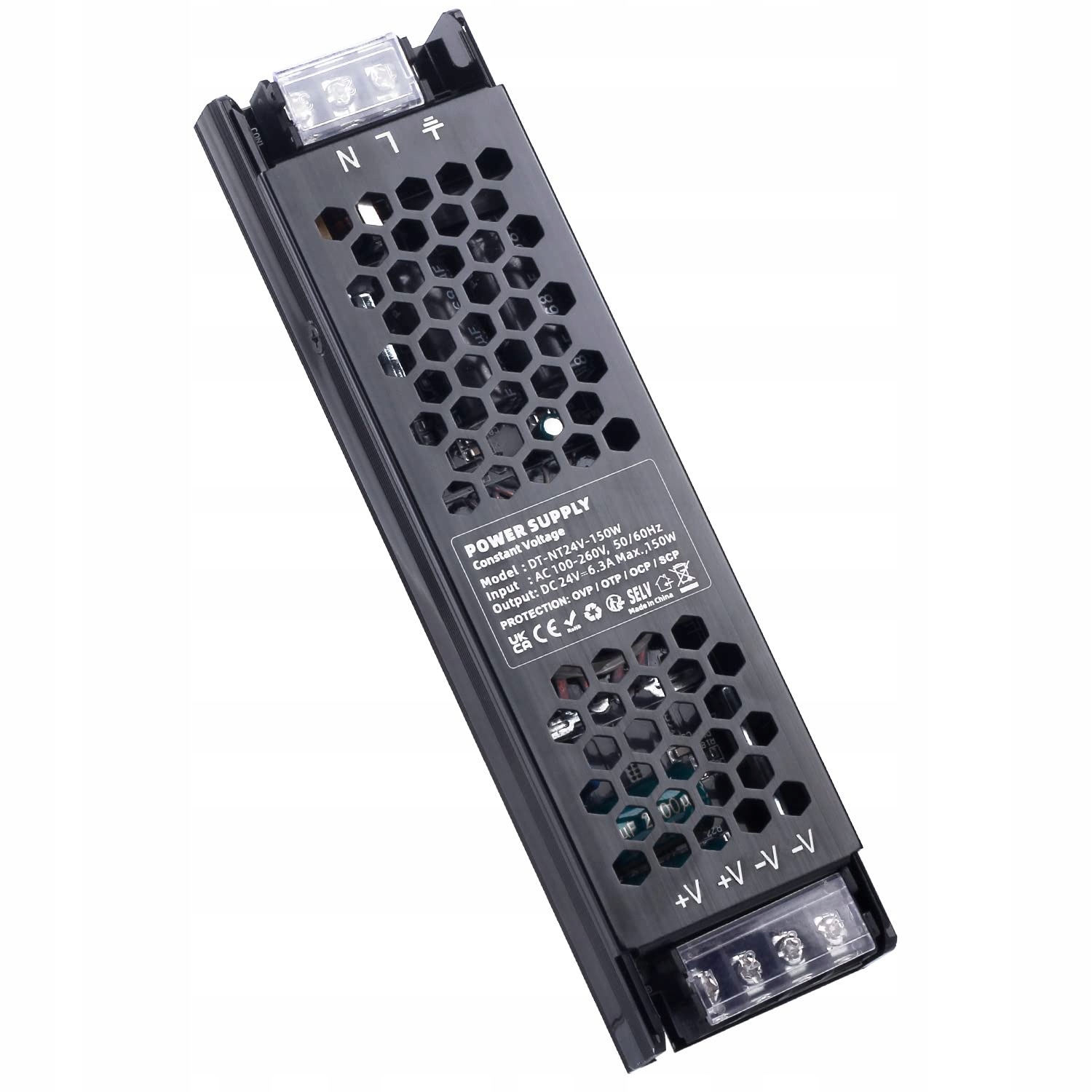 REYLAX Transformator LED 24V 150W, płaski transformator 230V na 24V 6,25 A