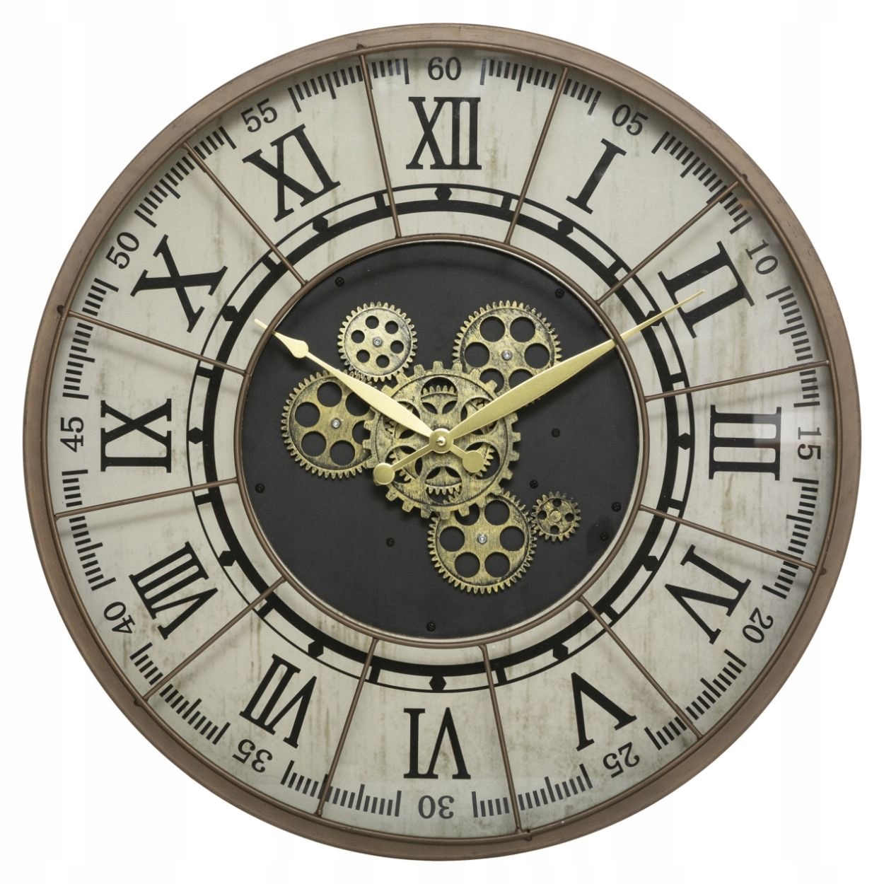 Nástěnné hodiny Loft na zeď kulatý vintage retro kovové velké do obývacího pokoje