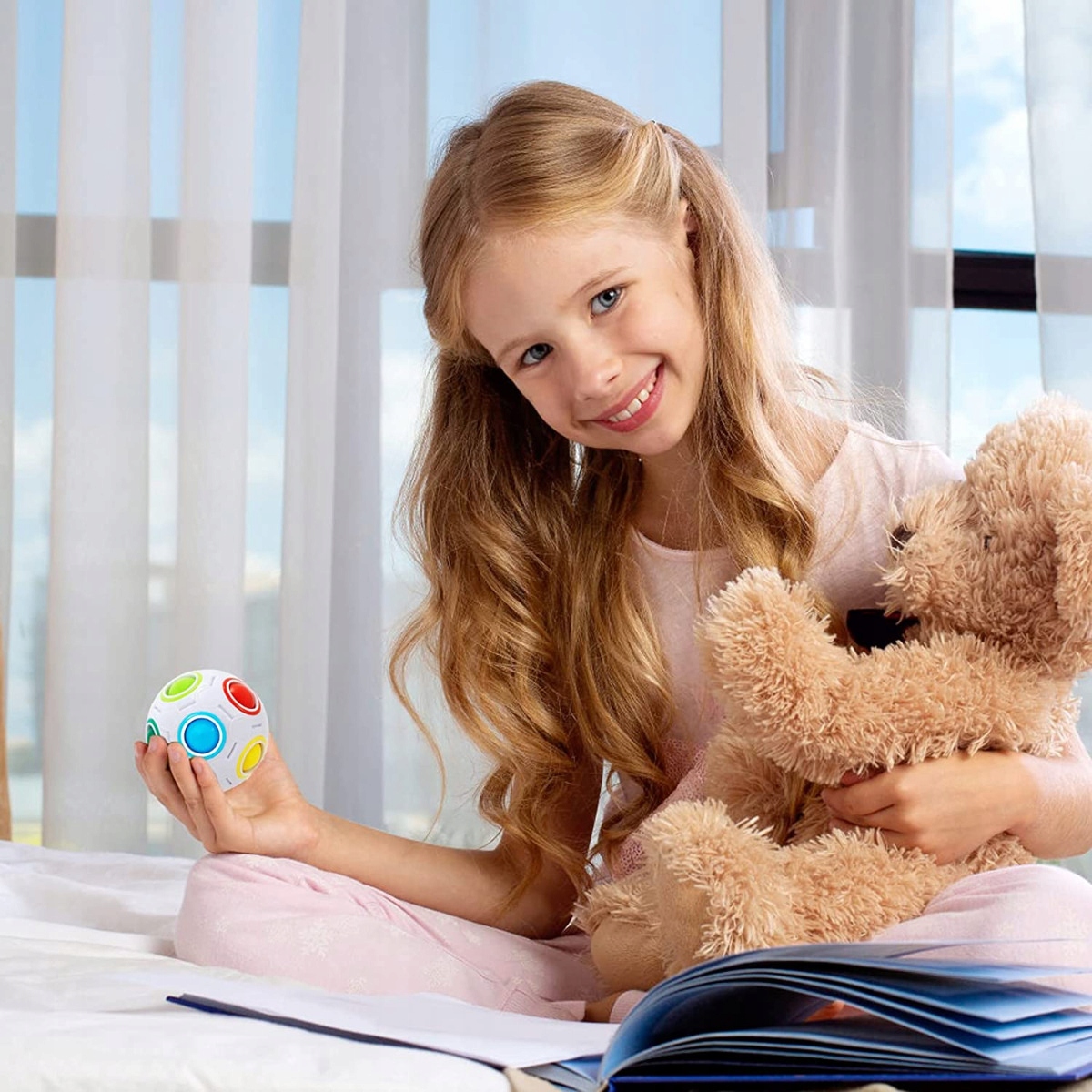 PIŁKA KULA SENSORYCZNA ANTYSTRESOWA MAGICZNA GRA KOSTKA LOGICZNA UKŁADANKA Bohater brak