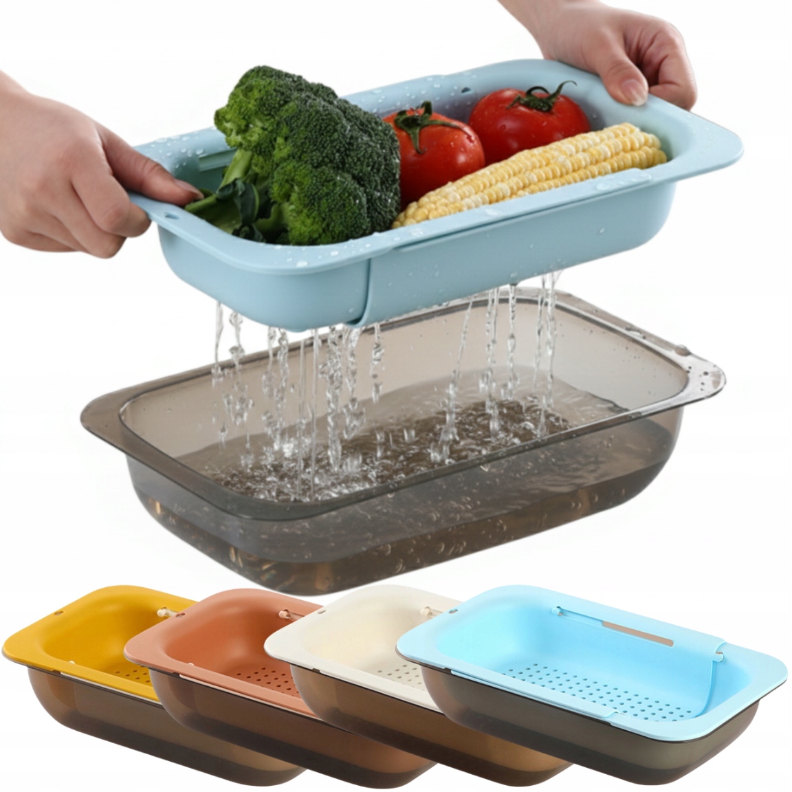 Levně Sada odkapávačů do dřezu Regulovatelná kuchyňská sušička na Zeleniny 4ks