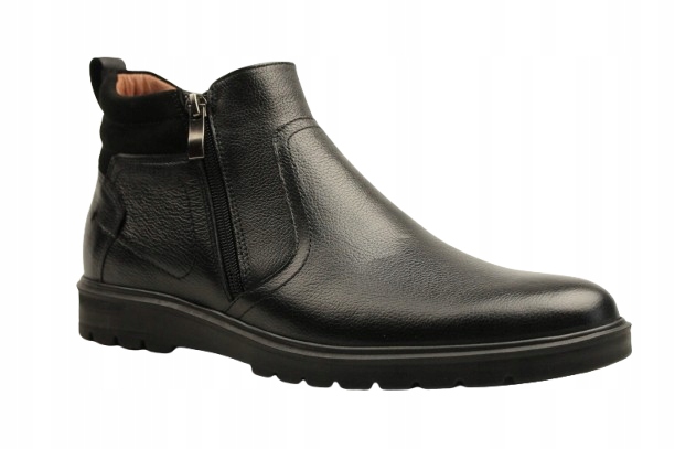 Pánské Kotníkové Boty Kotníkové Boty A-2505 42 Černé celozrnné kožené teplé boty