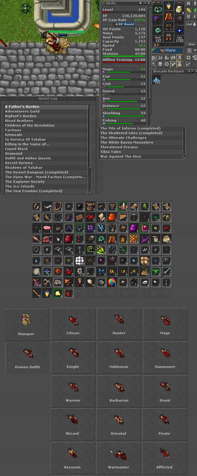 TIBIA 148LVL ED DRUID PELORIA +100cc GOLD +FULL EQ 10819747703