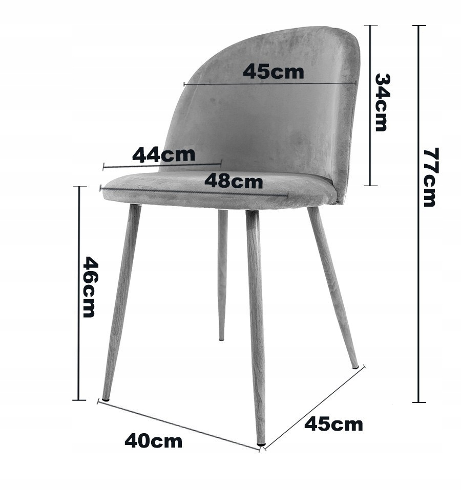Велюровий стілець для вітальні та їдальні Ширина сидіння 48 см