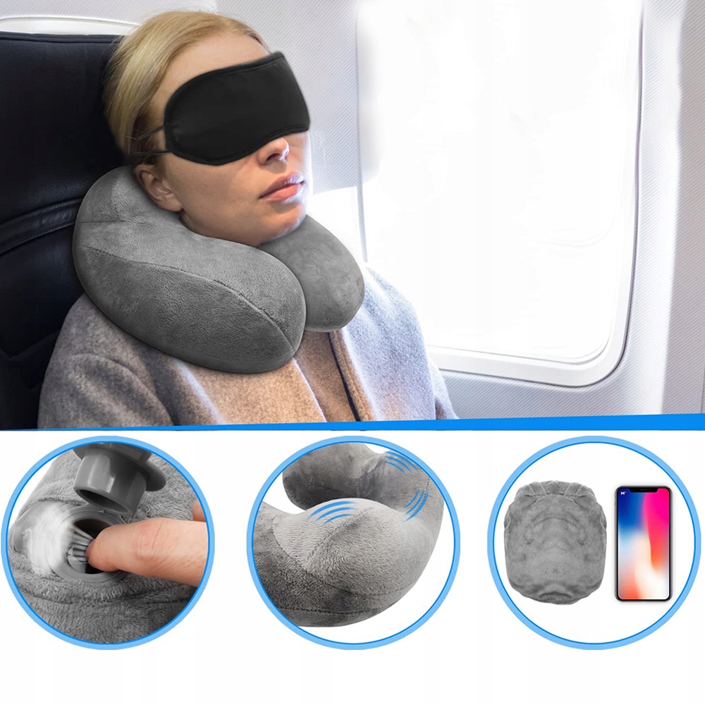 PODUSZKA PODRÓŻNA DMUCHANA NA SZYJĘ KARK ZAGŁÓWEK DO SAMOLOTU AUTA SPANIA Marka Bedee