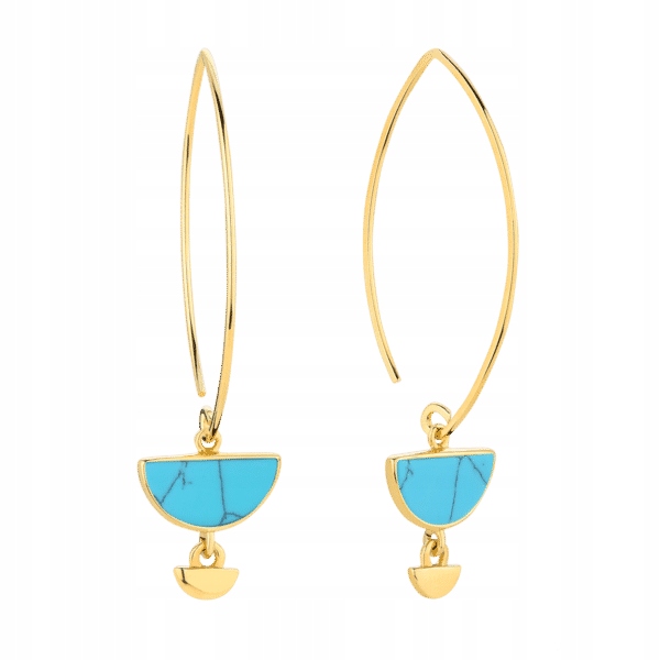 

Złote Kolczyki Wiszące Turkus Srebro 925