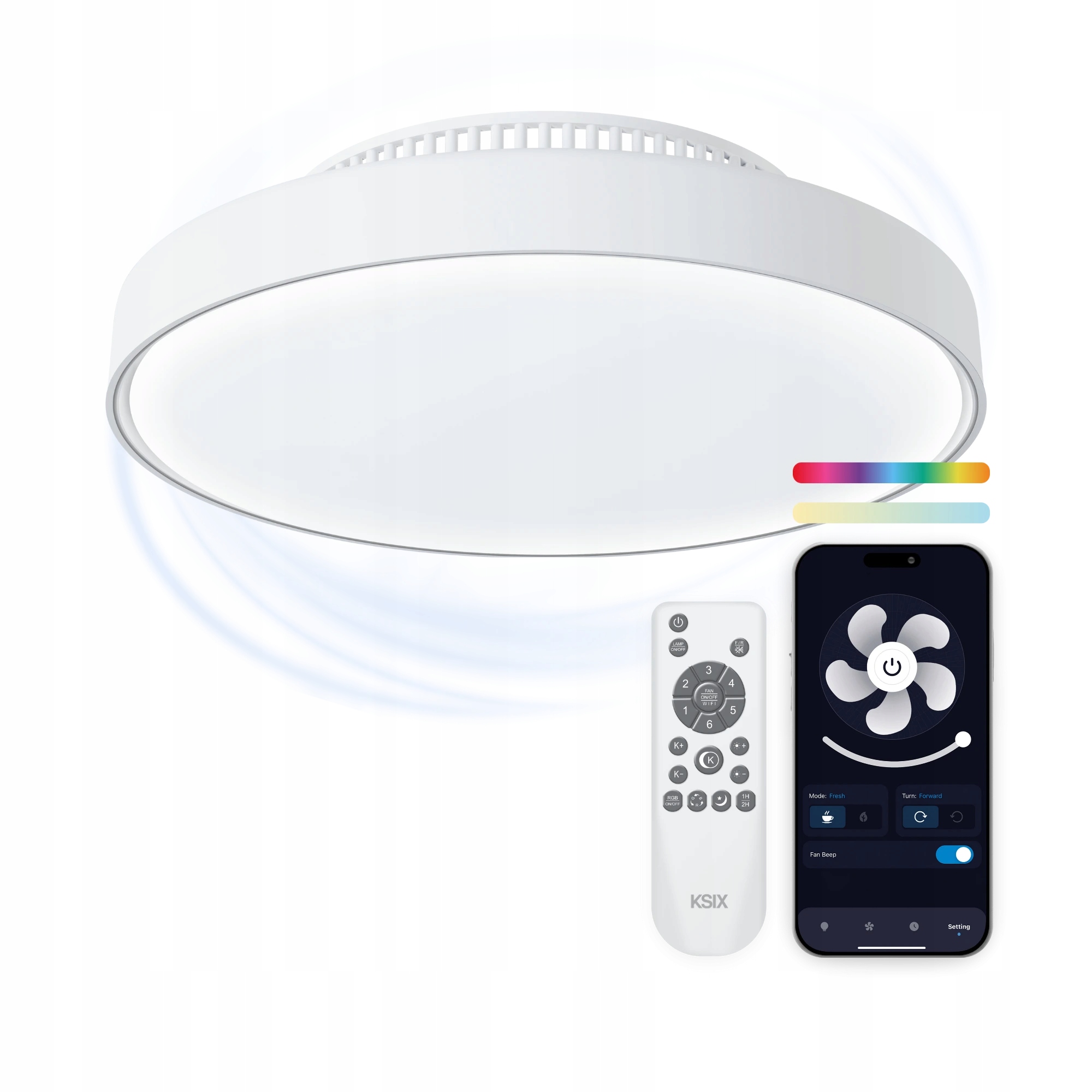 Ksix Mistral lampa sufitowa z wentylatorem, Led, O 43.6 cm, 4000lm, Rgbic Cct