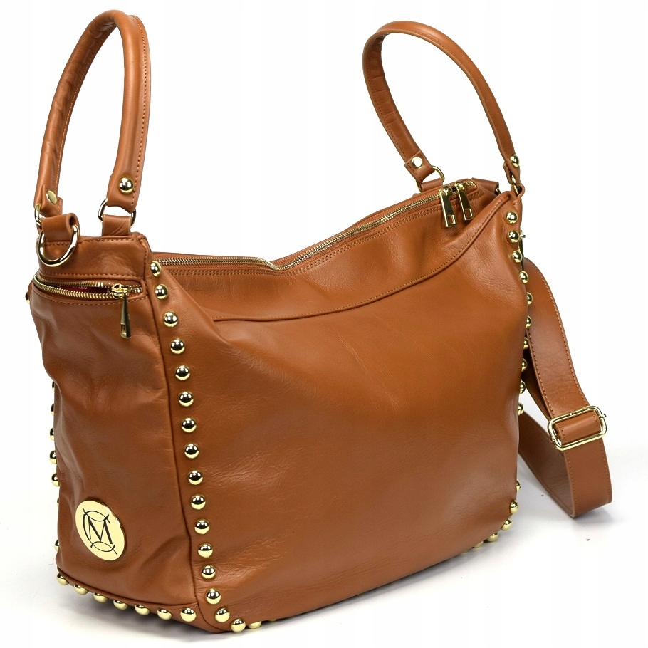 WŁOSKA DUŻA TORBA XL SKÓRA NAT. CAMEL LUX 612A Kolor brązowy