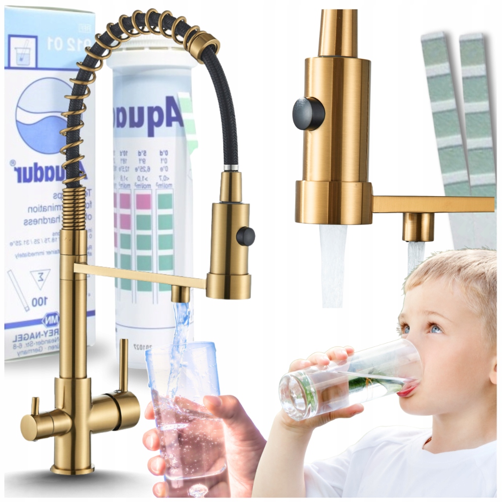 Třícestná Kuchyňská Baterie S Flexibilním Výtokem A Zlatým Filtrem Do Kuchyně