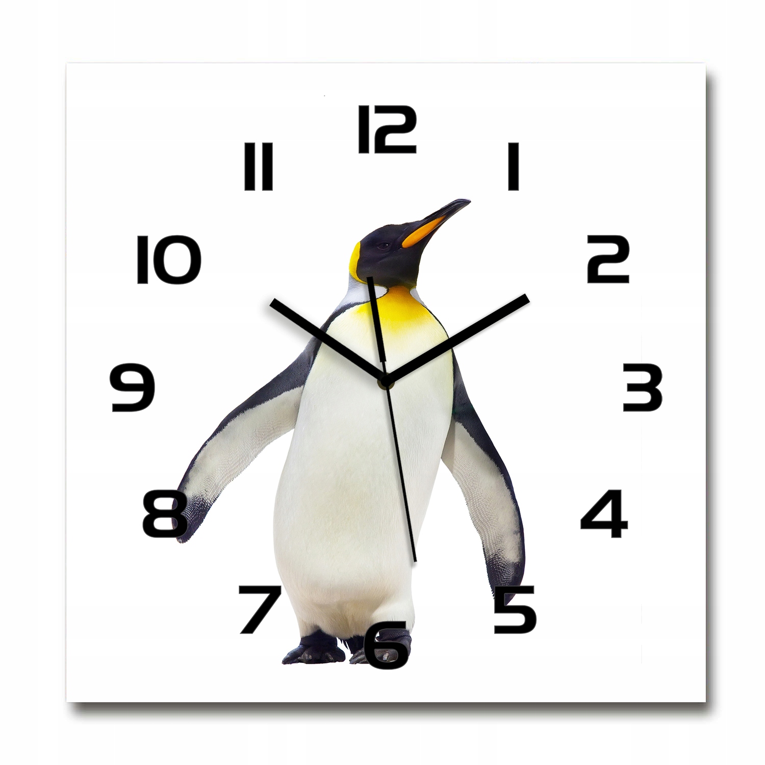 

Szklany duży zegar z piękną grafiką Pingwin 60x60