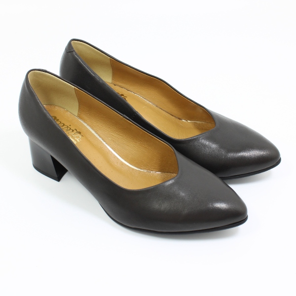 Šedé Kožené Lodičky Sloupek Darex/espinto C-1078 Elegantní VEL.35