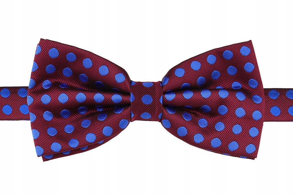 MUCHA MĘSKA MUSZKA BORDOWA W NIEBIESKIE GROCHY