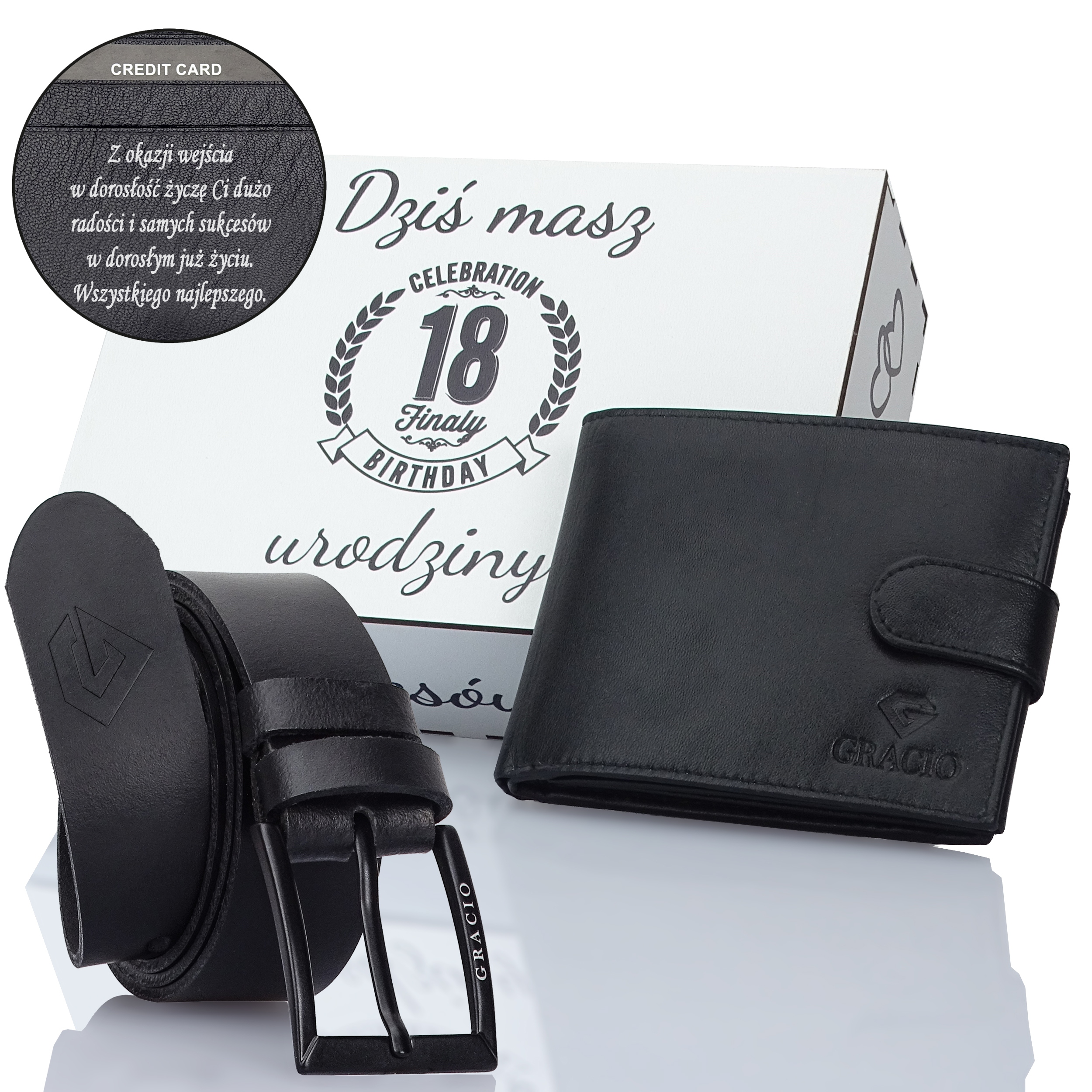Elegantní dárková sada peněženka gravírování a 135cm pásek Gracio
