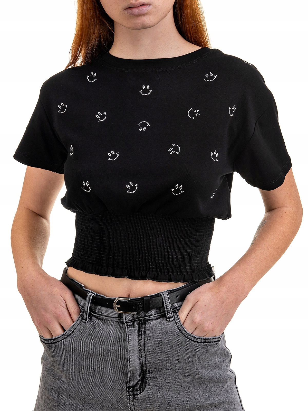 

Wygodna bluzka damska krótki rękaw czarny L/XL