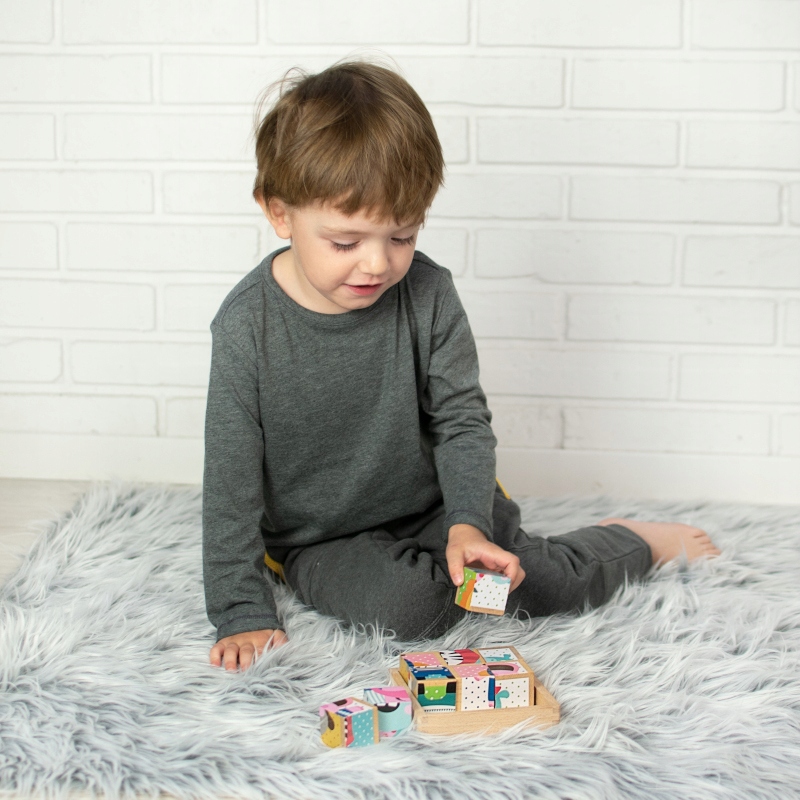 Edukacyjne drewniane klocki 9 elementów Akuku Płeć chłopcy dziewczynki