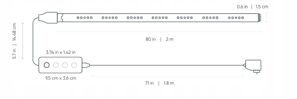 Nanoleaf Light Strips Starter taśma LED 2m 2000Lm 23W Matter HomeKit iOS Moc 23 W