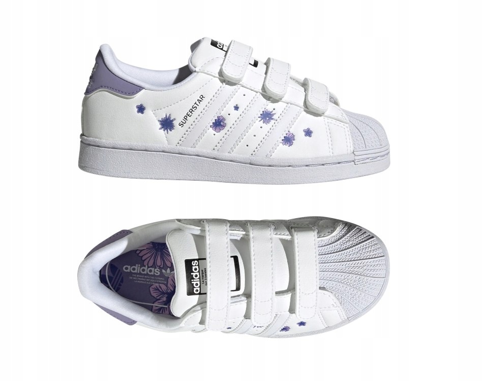 Buty dziecięce sportowe Adidas Superstar Cf C 35 rzepy białe (21,5cm)