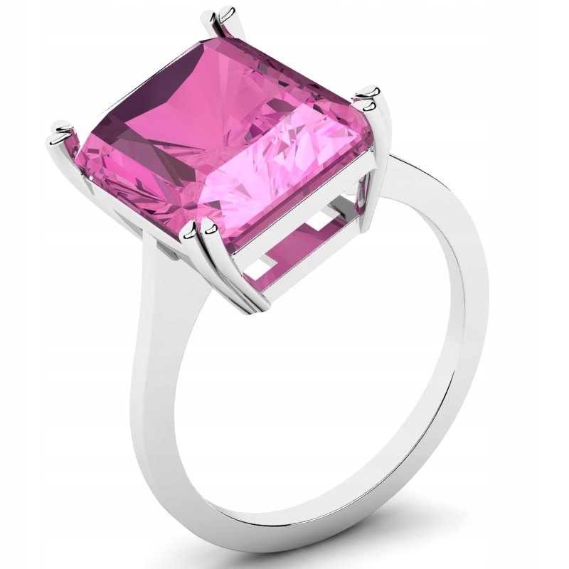 

Pierścionek Z Białego Złota Różowa Cyrkonia