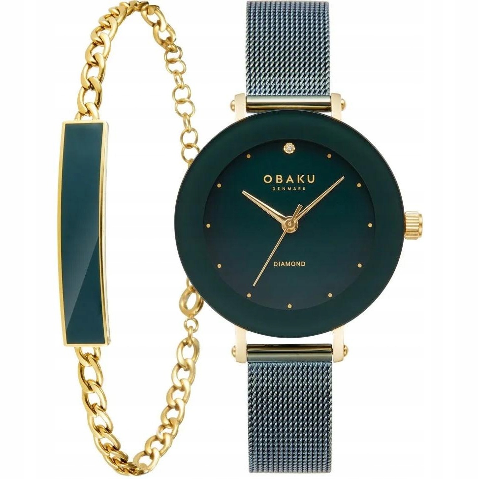 Dámské hodinky Obaku Denmark V299LXGEME-EJBGE+NÁRAMEK zelené