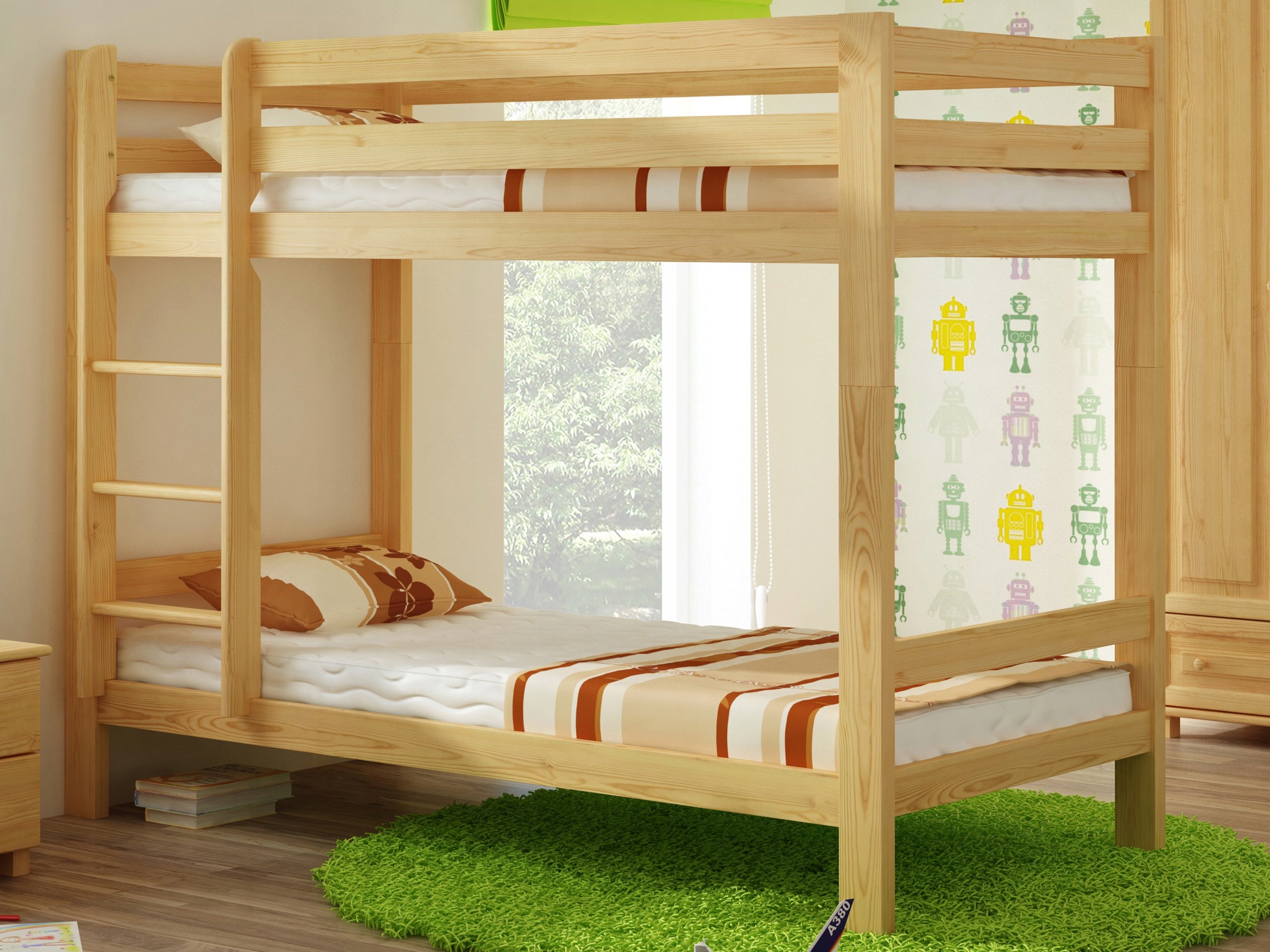 ŁÓŻKO drewniane 90x200 PIĘTROWE kolory MAGNAT