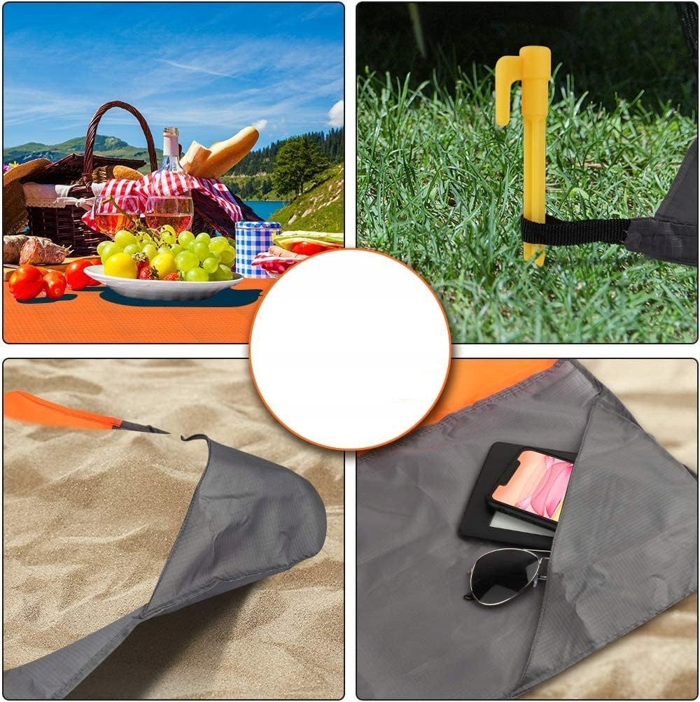 POMARAŃCZOWY KOC MATA PLAŻOWA 210x200 Piknikowa Kempingowa + Pokrowiec