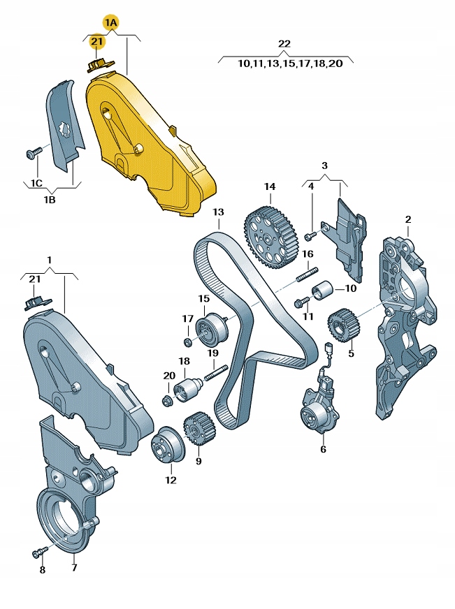 NOWE ORYGINALNE AUDI OE OSŁONA PASKA ZĘBATEGO 04L109107G Producent części Audi OE