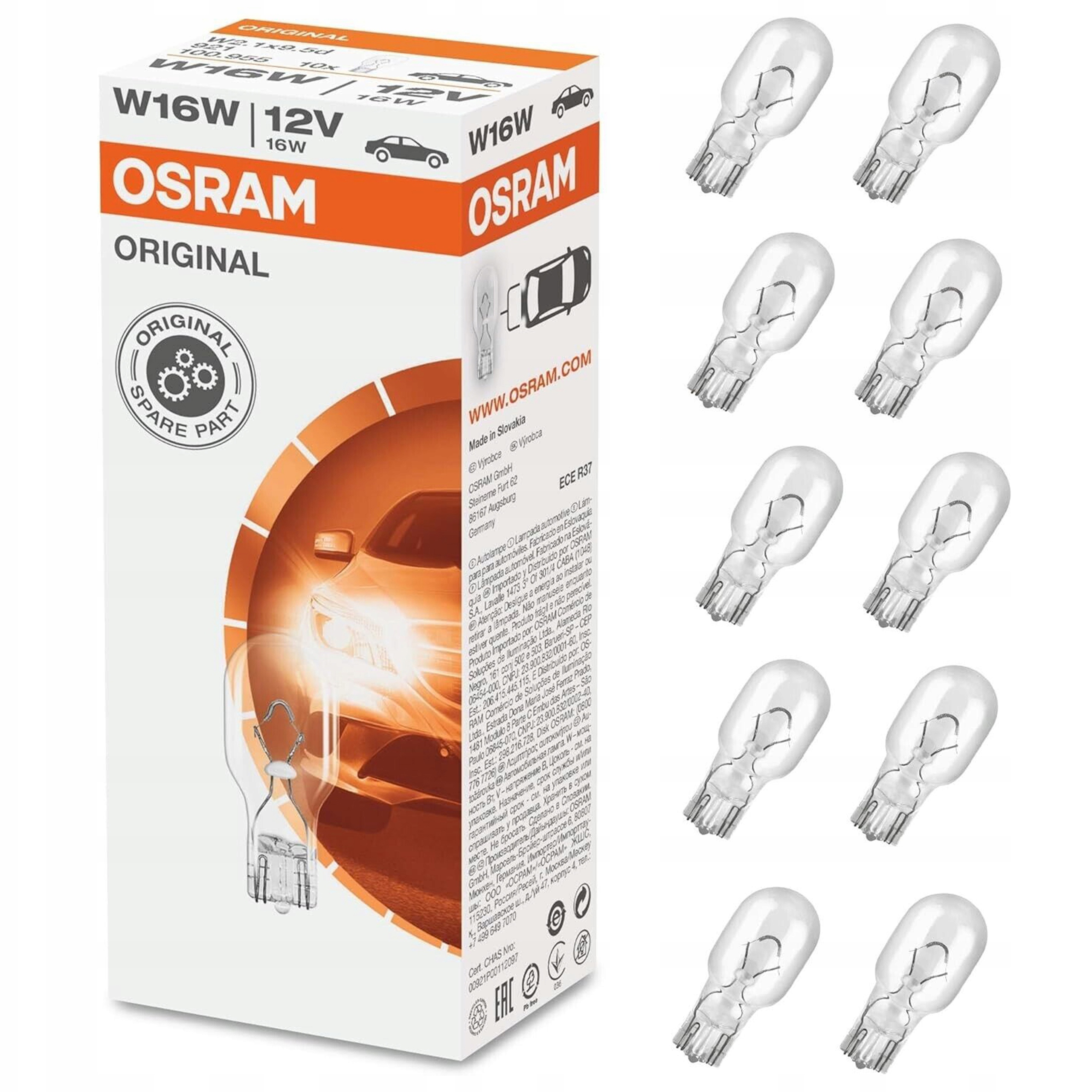 Osram Żarówki Original 16W 12V 921 10 Szt Komplet