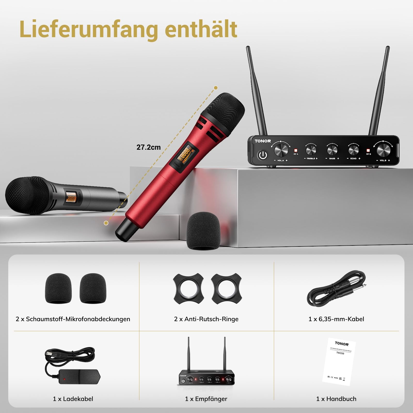 TONOR Zestaw Mikrofonów Bezprzewodowych Karaoke Na Śluby Imprezy Kościoły — miniatura 6