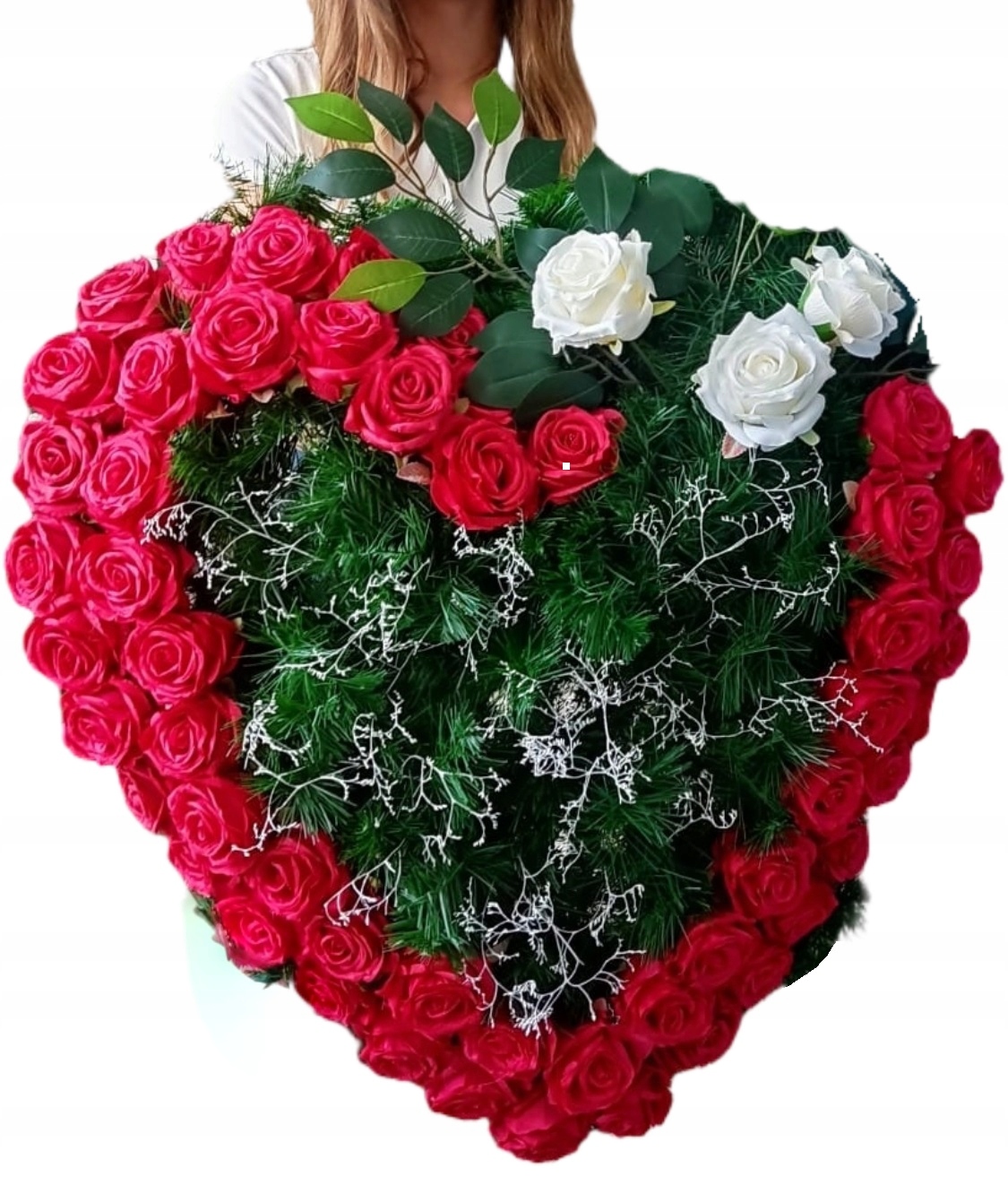 Dekorace Na Hrob Pomník Svazek Hřbitov Srdce 100 cm! Umělé Květiny Šerpa