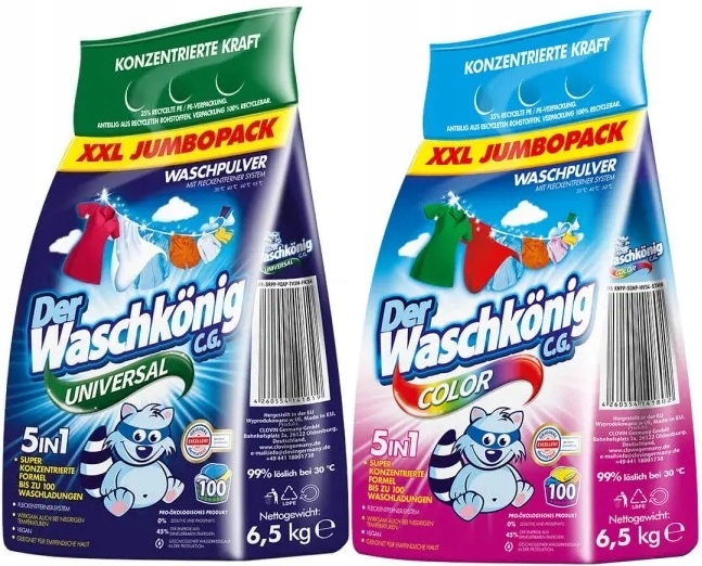 

Der Waschkonig proszek do prania 2 x 6,5kg Zestaw