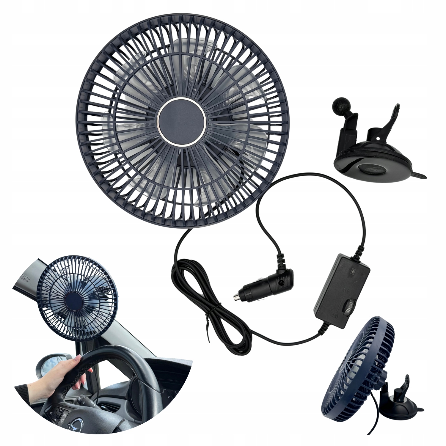 Wentylator samochodowy Carcommerce 24V z przyssawką 13 cm