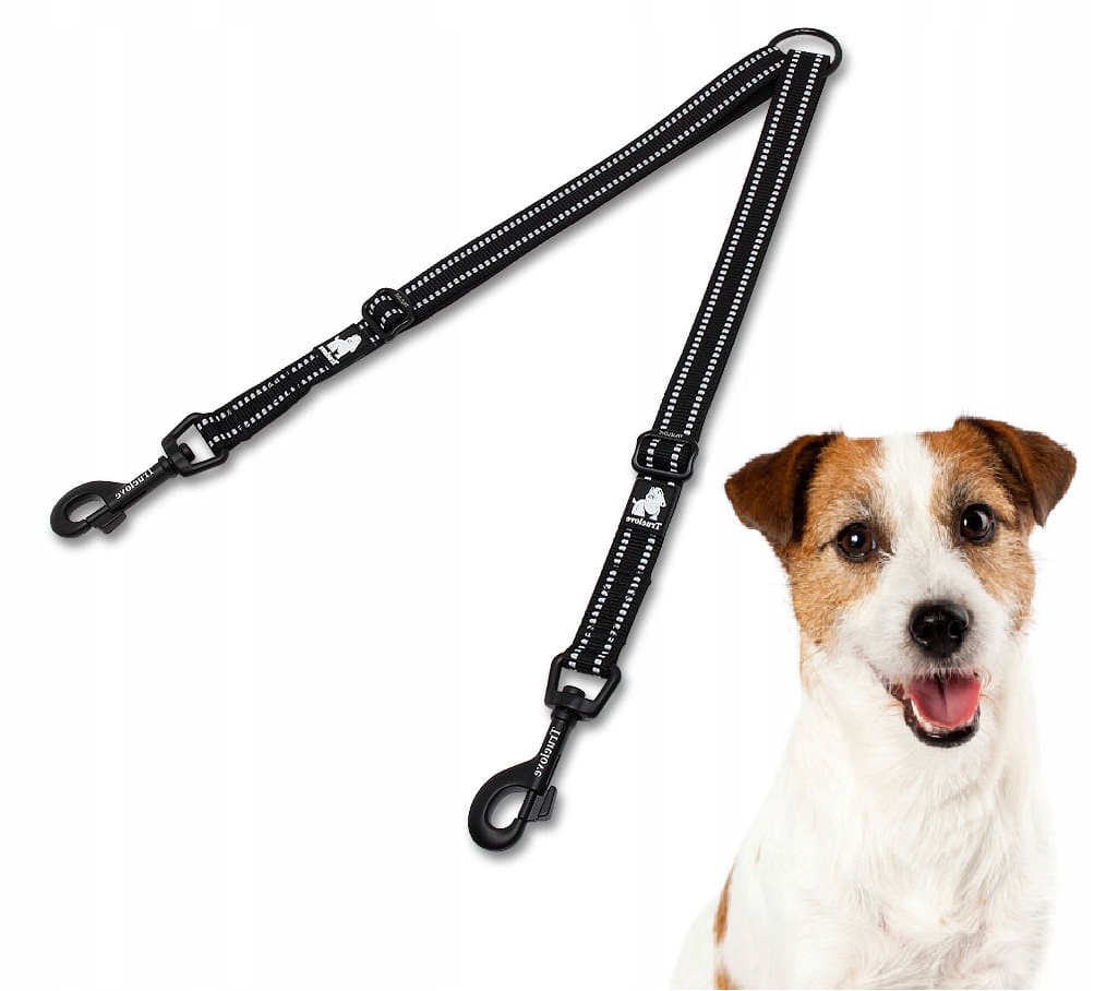Levně Dvojháček Na Vodítko Pro Psa Reflexní, Nastavitelný Truelove S 50 CM, Černý